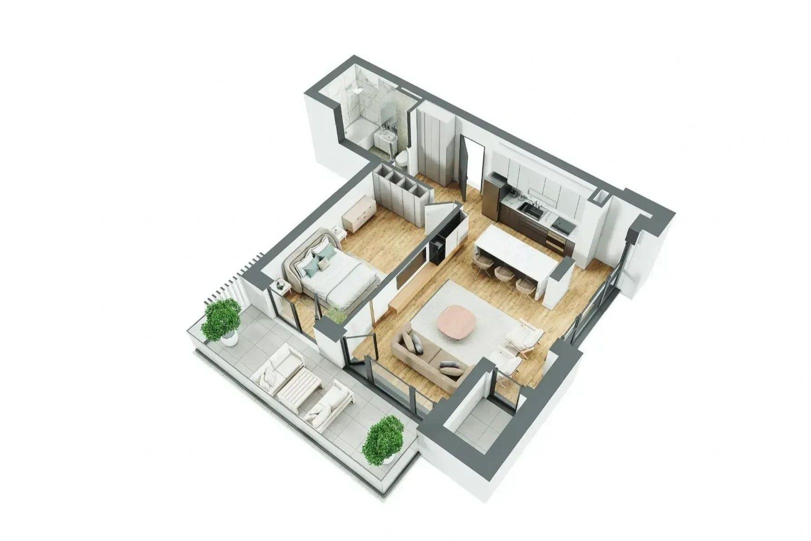 Apartament modern cu 2 camere și balcon generos | Zona Bartolomeu