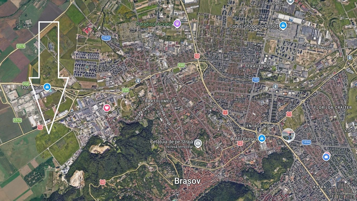 Teren 6.000 mp Brașov | Str. Cucului | Front 36 m | 3 Loturi x 2.000 mp
